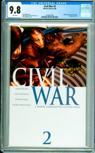 Civil War #2 CGC Graded 9.8 Spider Man reveals his identity