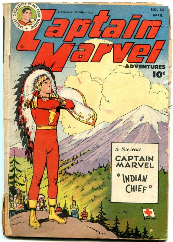 Captain Marvel Adventures #83 1948- Indian Chief cover- Golden Age