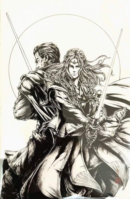 STAR WARS HIGH REPUBLIC SHADOWS OF STARLIGHT #2 OKAZAKI VARIANT TRADE/VIRGIN/B&W