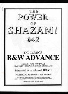 THE POWER OF SHAZAM! #42 - Dick Giordano Art DC COMICS B&W PREVIEW 1998