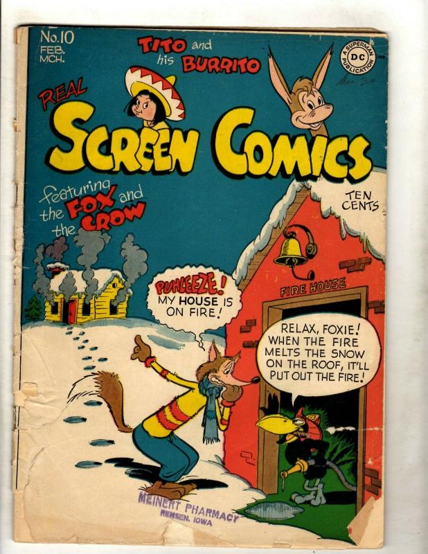 Real Screen Comics # 10 GD DC Golden Age Comic Book Funny Animal Fox Crow JK1