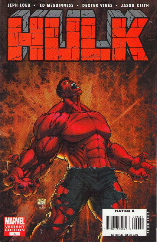 Hulk #6 - Red Hulk Variant Cover - 2008 (Grade 7.5) WH