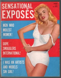 Sensational Exposes 8/1957-exploitation-pulp thrills-cheesecake-smut -VG+