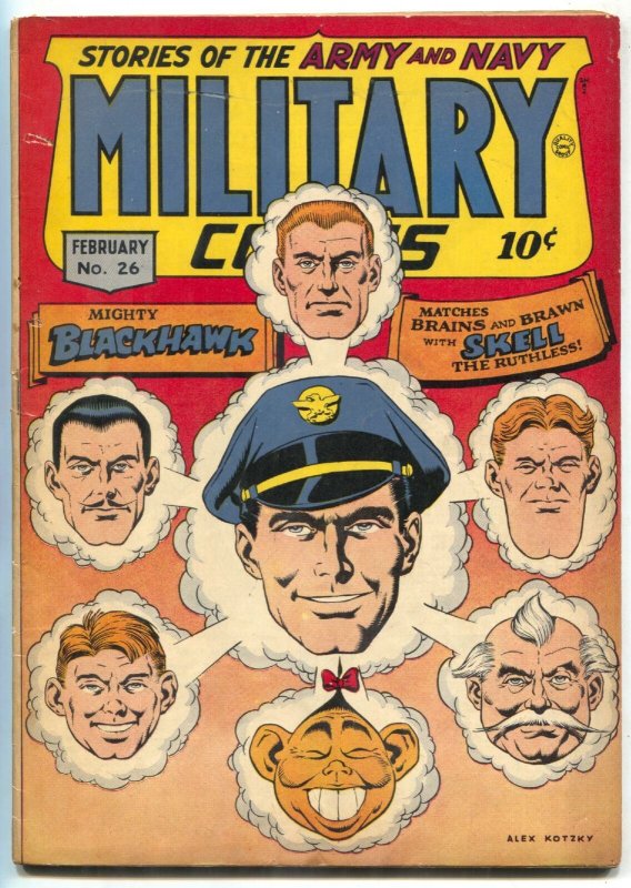 Military Comics #26 1944- BLACKHAWK- Topless mermaid FN- 