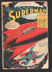 SUPERMAN #72 1951-DC-Rocketship cover-Prankster appears-Pieces off covers-tap...