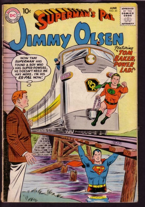 SUPERMAN'S PAL JIMMY OLSEN #45 1960-POWER LAD-SUPERGIRL VG