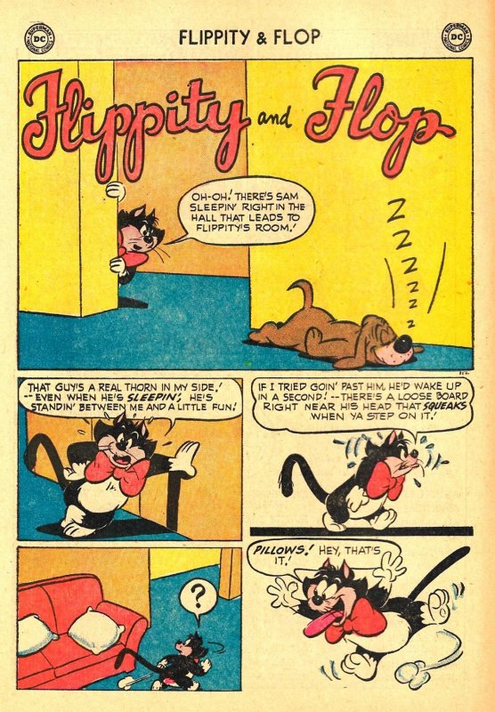 FLIPPITY & FLOP #14 (Feb1954) 5.0 VG/FN  Cat-Dog-Canary Funny Animals from DC!