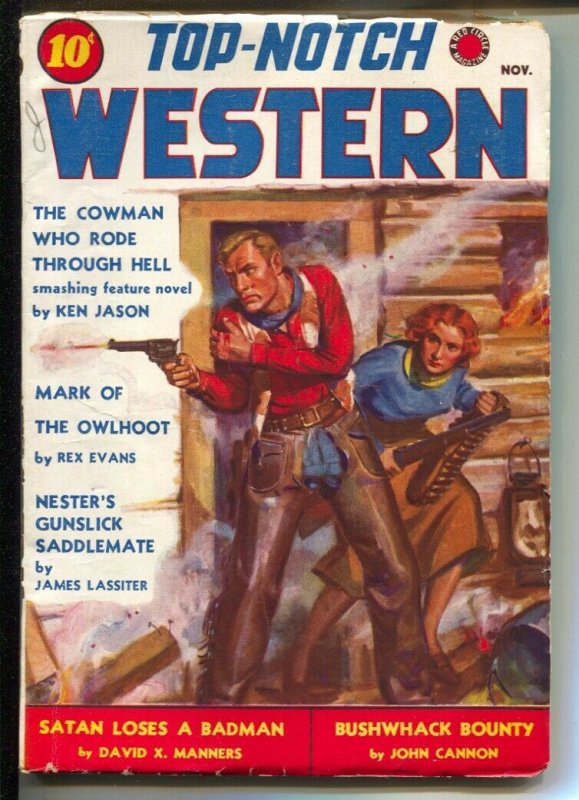 Top-Notch Western 11/1938-J W Scott GGA cover-western pulp thrills-creamy pag...