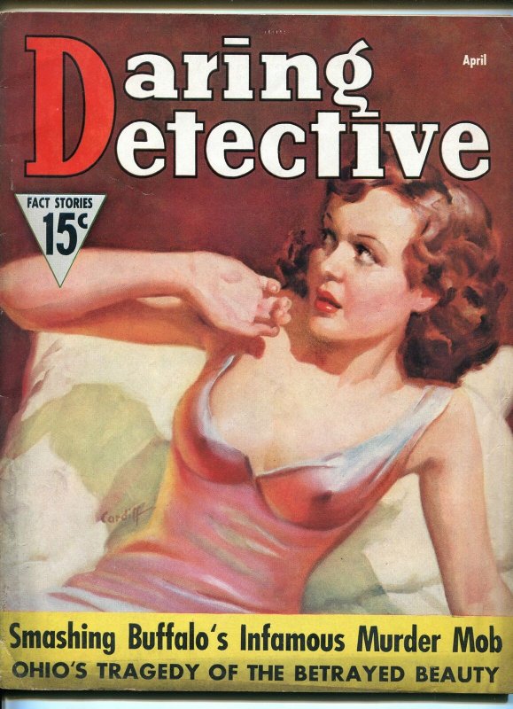 Daring Detective 4/1937-lingerie cover-Cardiff-pulp crime-Iron Skull-FN-