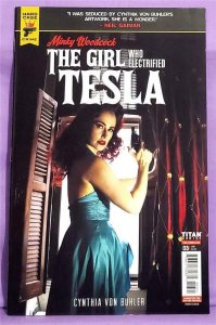 Minky Woodcock THE GIRL WHO ELECTRIFIED TESLA #1 - 4 Photo Covers (Titan, 2021)! 