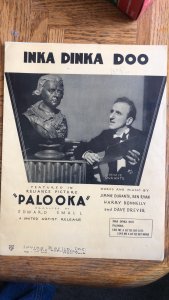 Inka Dinka Doo,sheet music,1933,Jimmie durante