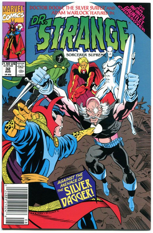 DR STRANGE 32, VF+, Silver Surfer, 1991, Infinity Gauntlet, Doctor Doom