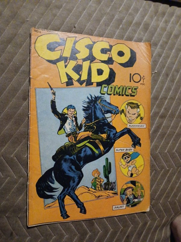 Cisco Kid Comic #1 Golden Age Western Funnyman Super Baby 1944 Superhero Ww2 Era