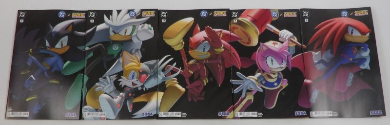 DC X Sonic the Hedgehog #1-5 VF/NM complete series connecting covers ; DC (AC73)