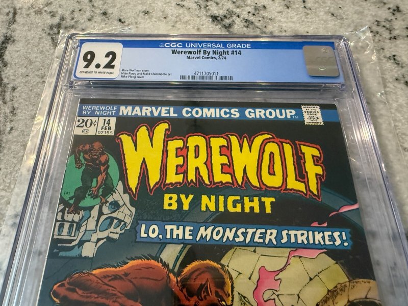 Werewolf By Night # 14 CGC Graded 9.2 Marvel Comic Book Mike Ploog Cover JH33