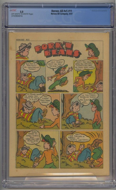 HEROES ALL V5 #11 CGC 5.0 ONLY GRADED COPY GOLDEN AGE
