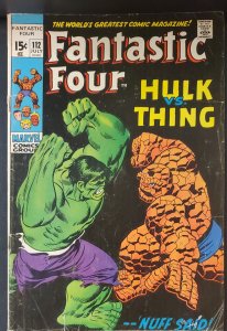 Fantastic Four #112 (1971) Key Issue  2nd Hulk vs Thing; Iconic Cover