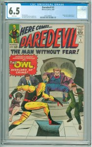 Daredevil #3 (1964) CGC 6.5! White Pages! 1st Appearance of the Owl!