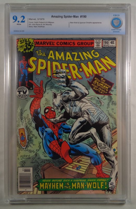 Amazing Spider-Man #190 CBCS 9.2 White Pages Man-Wolf