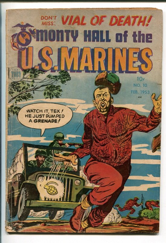 MONTY HALL OF THE U.S. MARINES #10 1953-TOBY-JEEP COVER-KOREAN WAR-vg