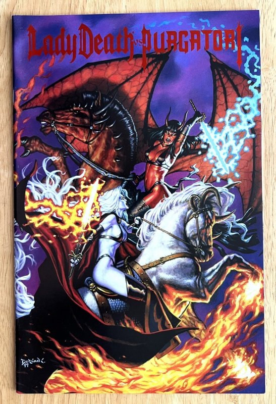 LADY DEATH VS PURGATORI 1 RED FOIL LOGO COVER (1999) B7