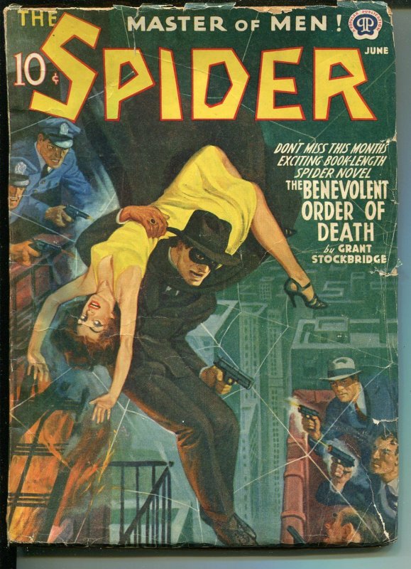 Spider Pulp June 1941- Benevolent Order of Death-Raphael De Soto VG-