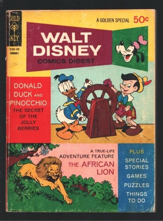 Walt Disney Comics Digest #30 1971-Carl Barks art-Donald Duck-Pinocchio-Afric...