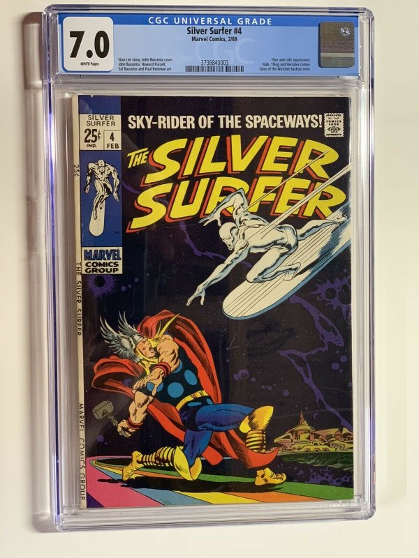 Silver Surfer 4 Cgc 7.0 White Pages Marvel Silver Age