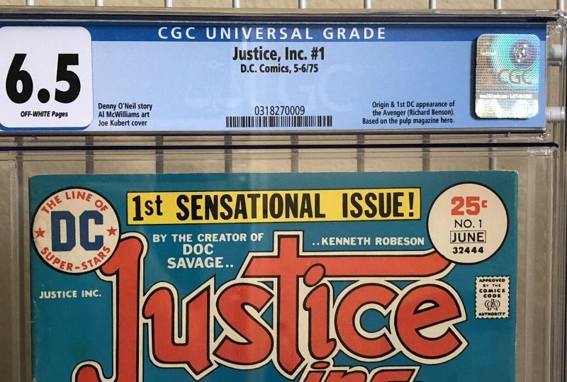 Justice Inc #1 CGC 6.5 Off White Pages The Avenger