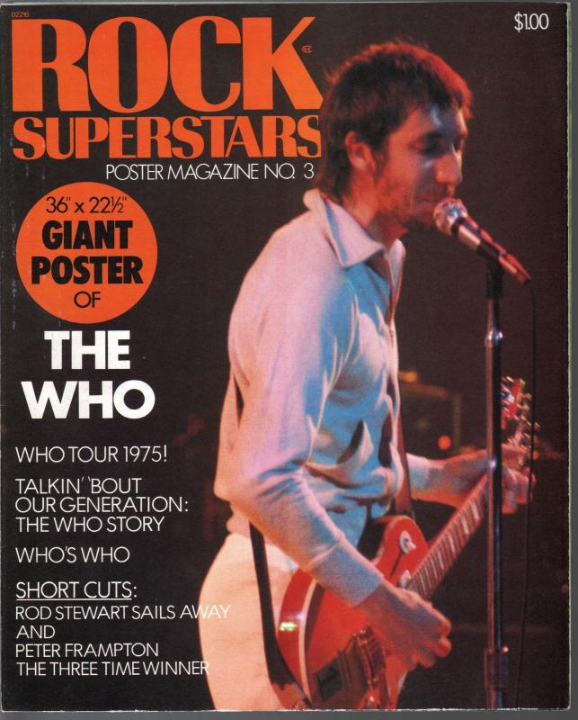 Rock Superstars Poster Magazine #3 1975-The Who-giant poster-pix-info-FN/VF