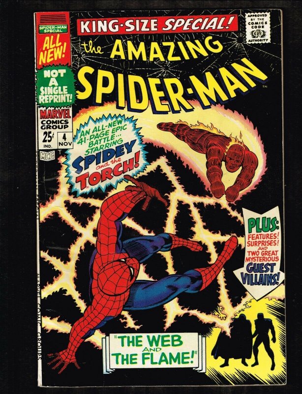 Amazing Spider-Man #4 King Size Special - Vs Torch ~ (7.5) WH