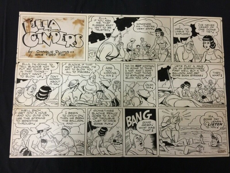 Ella Cinders Sunday Newspaper Original Comic Strip Art  September 11 1949