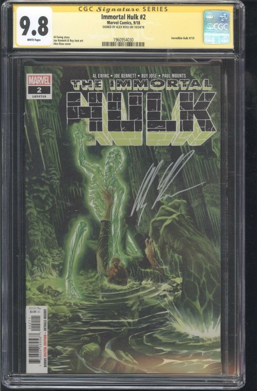 Immortal Hulk #2 CGC SS 9.8 Signed by Alex Ross