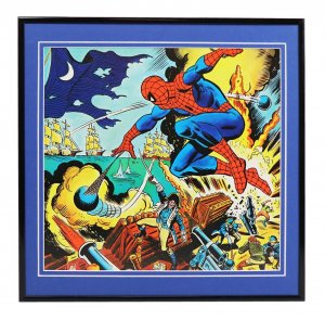 VINTAGE 1976 Marvel Spider-man Bicentennial Framed 12x12 Poster Display