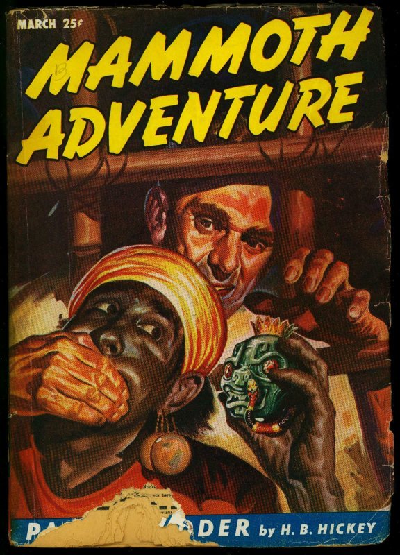 Mammoth Adventure Pulp March 1947- Snake Terror cover- HB Hickey FR/G