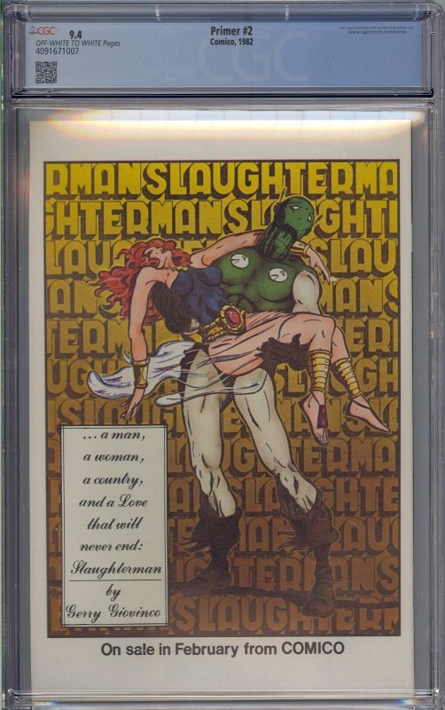 PRIMER #2 CGC 9.4 1ST GRENDEL & ARGENT 
