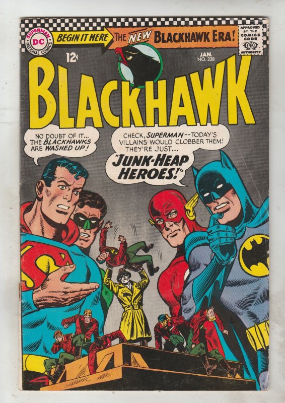 Blackhawk #228 Jan-67 FN/VF Mid-High-Grade Justice League Cover New Blackhawks!
