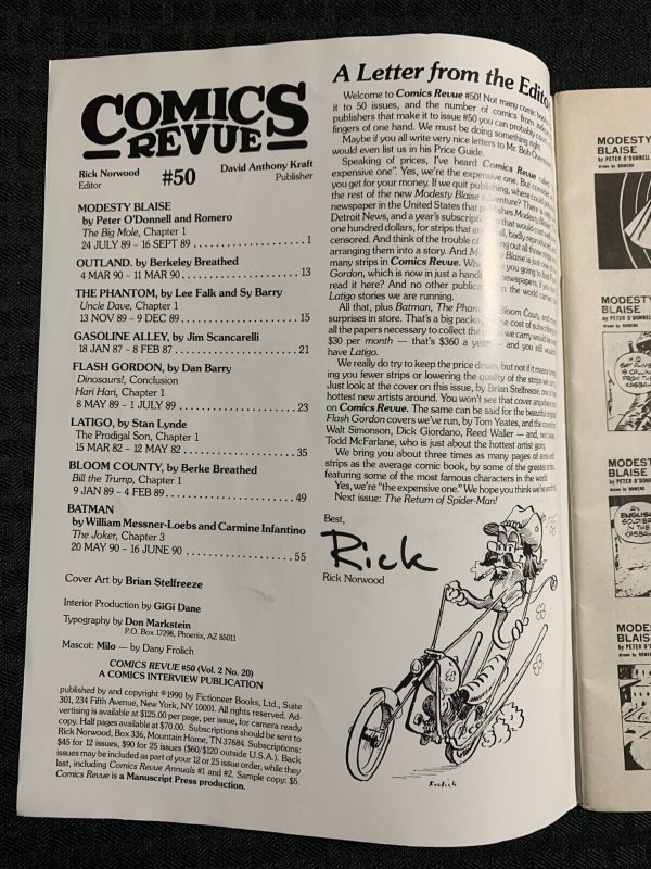 1990 COMICS REVUE Magazine #50 VG 4.0 Flash Gordon / The Phantom / Batman