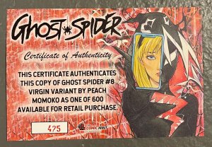 Ghost-Spider #8 Peach Momoko virgin variant (2020) 9.8 CGC - signed & sketch