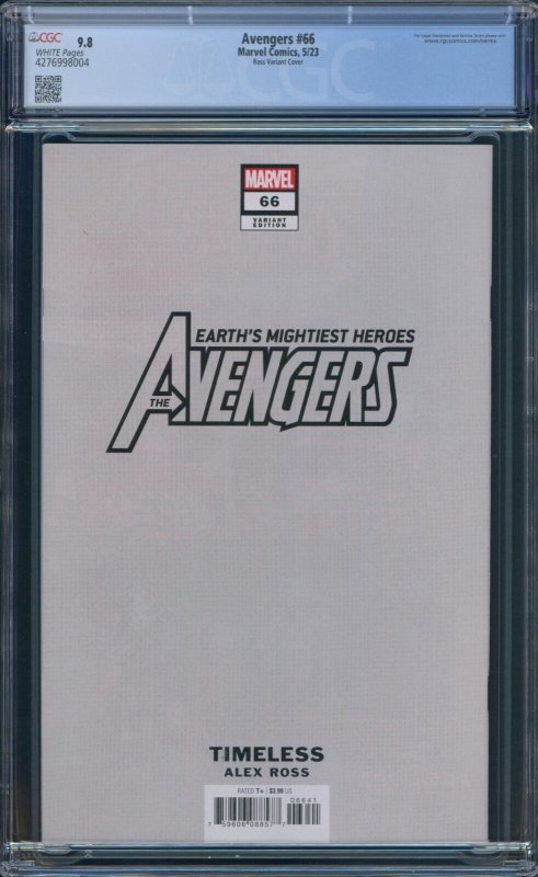 Avengers #66 CGC 9.8 Alex Ross Timeless Ultron Virgin Variant Marvel 2023