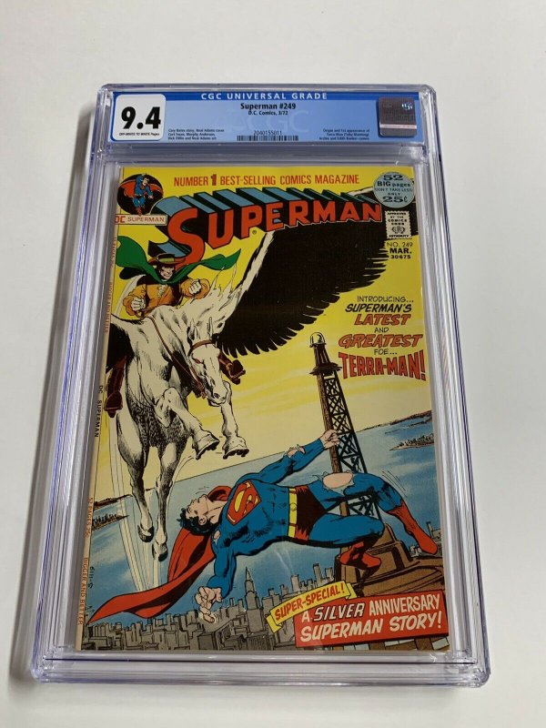 Superman 249 Cgc 9.4 Ow/w Pages Dc Comics Bronze Age