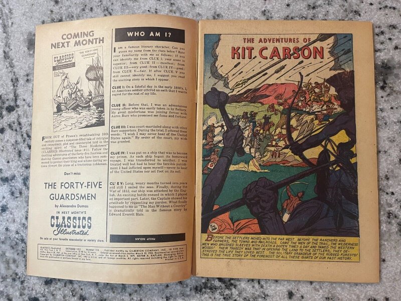 Classics Illustrated # 112 HRN # 113 FN Gilberton Comic Book Kit Carson 1  J877