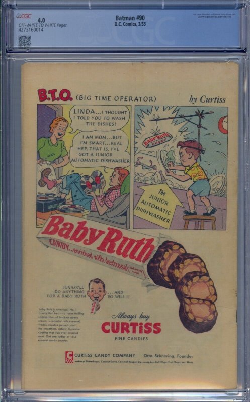 BATMAN #90 CGC 4.0 ROBIN 1ST BATBOY