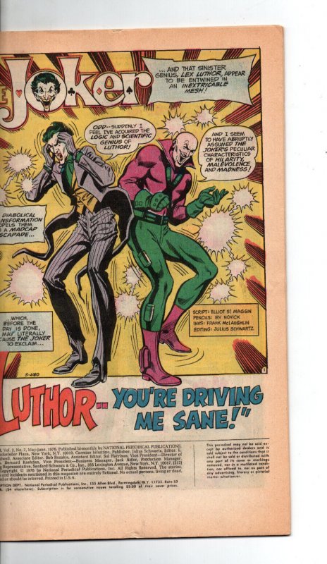 The Joker #7 newsstand - vs Lex Luthor - 1975 - VG/FN