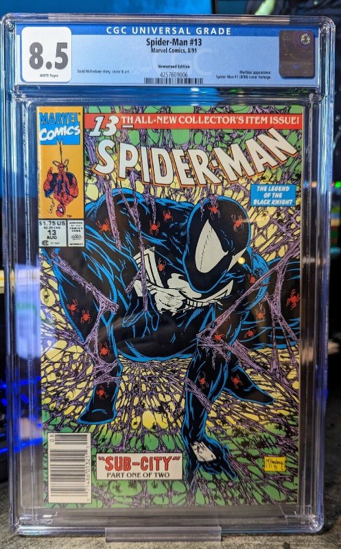 Spider-man 13 (1991) CGC 8.5 White Pages - Newsstand Classic McFarlane Cover!