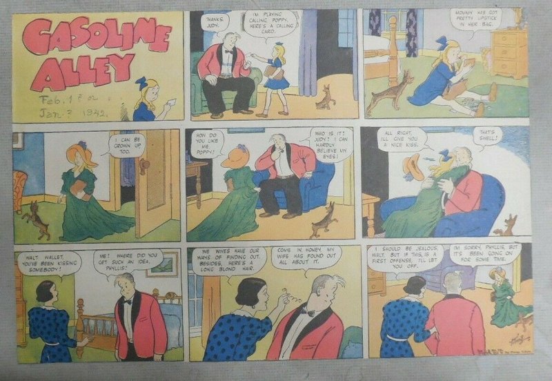 (40) Gasoline Alley Sunday Pages by Frank King from 1942 Size: 11 x 15 inches