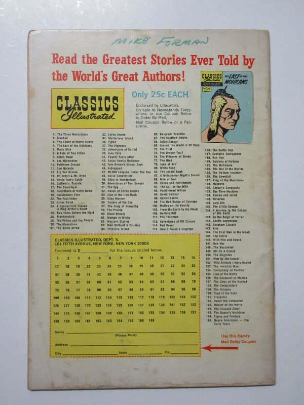 Classics Illustrated- 63 Man without a Country by Edward Everett Hale HRN 169