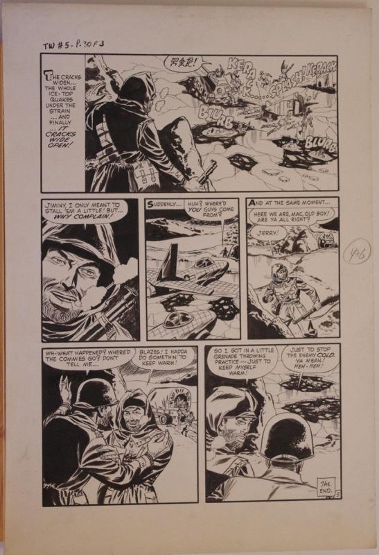 JOHN BELFI original art, TRUE WAR 5, pg 26 27 28 29 30, 1952, 5 pgs,It's Suicide