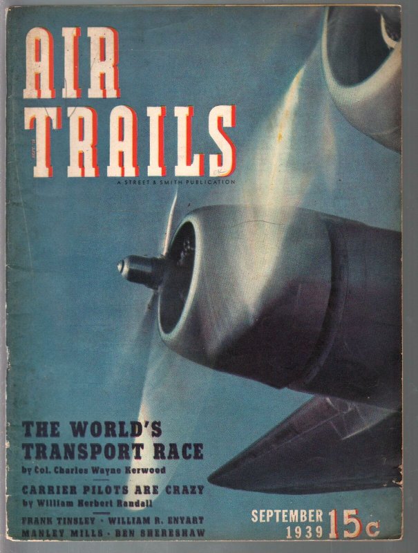 Air Trails 9/1939-aviation photos and features-pulp thrills-VG/FN