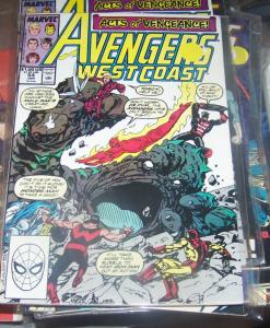 west coast avengers  # 54 JAN 1990  ACTS OF VENGEANCE MOLE MAN MONSTERS